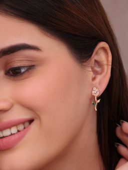 ToniQ - Multi-Color Rose Bud Stones Stud Earrings