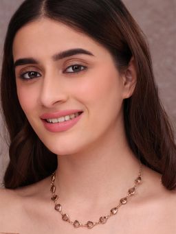 ToniQ - Polished Golden Smoky Mauve Teardrop Stones Necklace