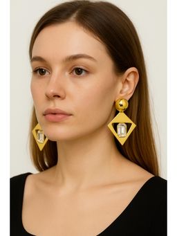 VIEN - Elegant Gold-Plated Geometric White Stone Earrings