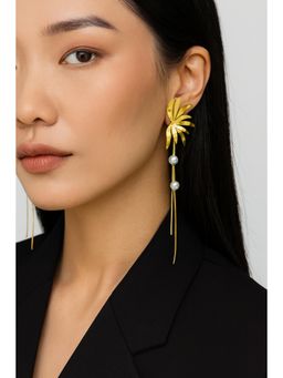 VIEN - White Pearl Gold Plated Designer Earrings