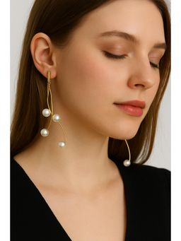 VIEN - White Elegant Gold Plated Pearl Drop Earrings