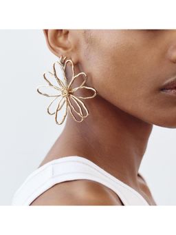 VIEN - Vintage Gold Hollow Handwoven Big Flower Earrings