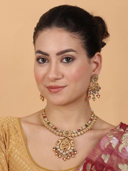 STILEADDA - Multi-Color Elegant Kempu Rajwadi Drop Style Necklace & Earrings Set
