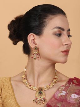 STILEADDA - Multi-Color Unique Rajwadi Pushp Necklace & Earrings Set