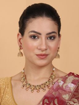 STILEADDA - Multi-Color Gold Plated Rajwadi Bela Necklace & Earrings Set