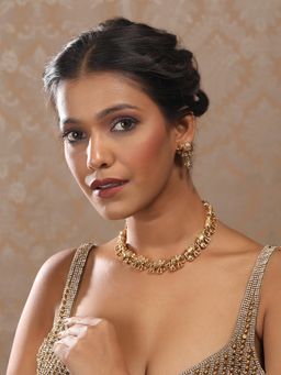 STILEADDA - Ethnic Gold Plated Elephant Motif Necklace & Earrings Set