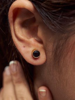 SOUL WORKS - Black Agate Brass Studs