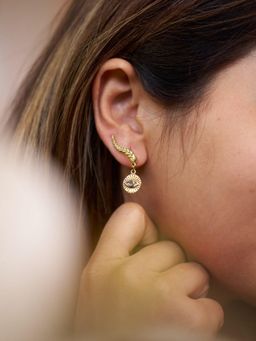 SOUL WORKS - White Fern Climber-Screwless Brass Earrings