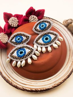 STILEADDA - Multi-Color Handmade Evil Eye Pearl Drop Earrings