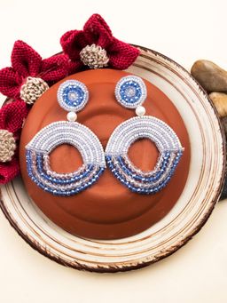 STILEADDA - Handmade Blue Half Moon Pearl Earrings