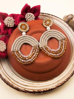 STILEADDA - Handmade Brown Half Moon Pearl Earrings