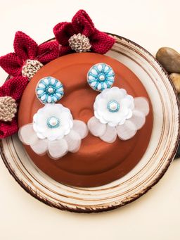 STILEADDA - Handmade Blue Flower Pearl Earrings