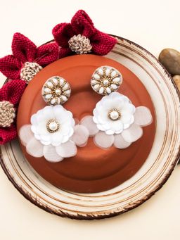 STILEADDA - Handmade Golden Flower Pearl Earrings