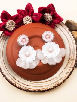 STILEADDA - Handmade Pink Flower Pearl Earrings