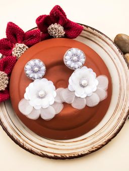 STILEADDA - Handmade White Flower Pearl Earrings