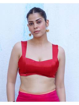 Chidiyaa - Nayantara Hestia Red Mashru Silk Blouse