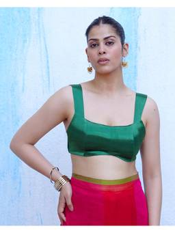 Chidiyaa - Nayantara Persephone Green Mashru Silk Blouse