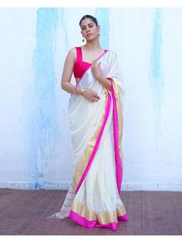 Chidiyaa - Ntc Hera Ivory White Handwoven Cotton Saree