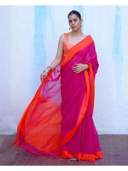 Chidiyaa - Ntc Gaia Pink Handwoven Cotton Saree