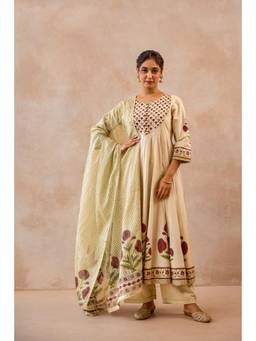 Tara-C-Tara - Festive Hand Work Anarkali Kurta with Pant and Dupatta