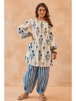 Tara-C-Tara - Blue Floral Print Cotton Co-Ord Set