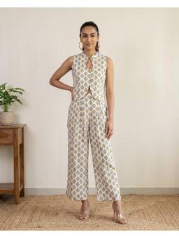Shri Sanyogini - Green Block Printed Co-Ord Set