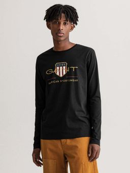 GANT - Men Black Solid Regular Fit T-Shirt