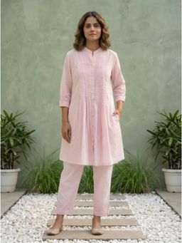 Gharana India - Aira Powder Pink Solid Kurta with Pant