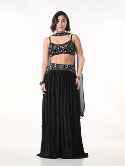 KELIN - Black NATALIE Indo Western Blouse with Lehenga & Dupatta