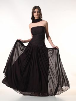 KELIN - Black Mae Indo-Western Corset with Lehenga & Dupatta