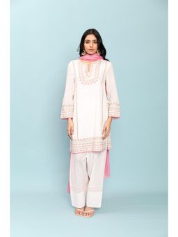 LABEL NAARITI - Ivory Naya Embroidered Kurta with Salwar & Dupatta
