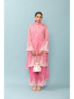 LABEL NAARITI - Pink Raya Embroidered Kurta with Pant & Dupatta