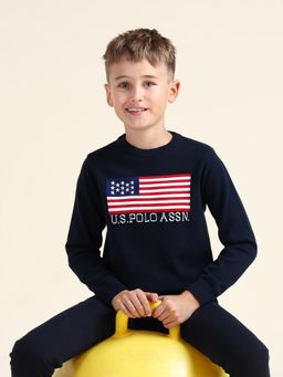 U.S. POLO ASSN. - Navy Blue Embroidered Sweater for Boys