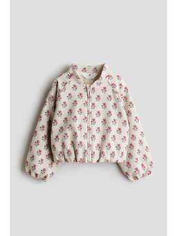 H&M - Girls Beige Patterned Cotton Jacket