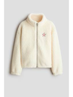 H&M - Girls White Loose-Fit Teddy Jacket