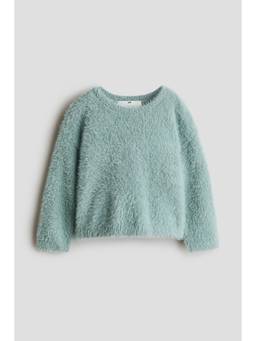 H&M - Girls Turquoise Fluffy-Knit Jumper