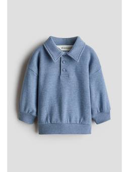 H&M - Boys Blue Cotton Polo Sweatshirt