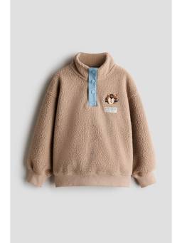 H&M - Boys Beige Collared Teddy Sweatshirt