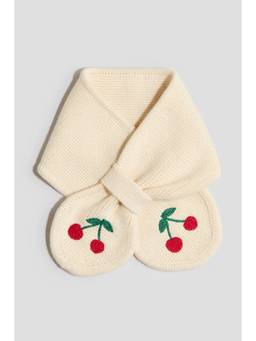 H&M - Girls Beige Embroidery-Detail Pull-Through Scarf