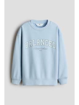 H&M - Girls Blue Oversized Motif-Detail Sweatshirt