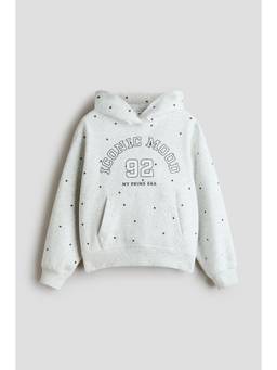 H&M - Girls Grey Oversized Printed Hoodie