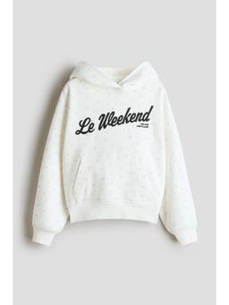 H&M - Girls White Oversized Printed Hoodie