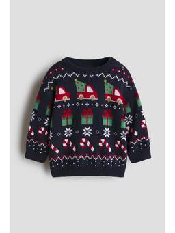 H&M - Kids Blue Jacquard-Knit Jumper