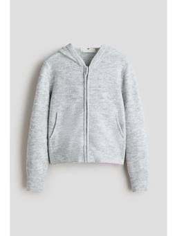 H&M - Girls Grey Knitted Zip-Through Hoodie