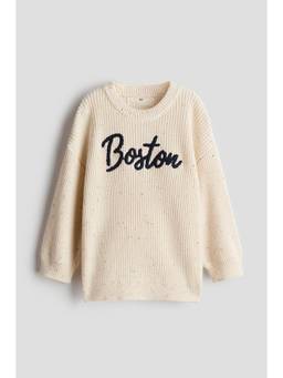 H&M - Boys Beige Loose-Fit Text-Motif Jumper