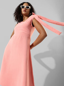 PINACOLADA - Womens Solid Pink Regular Fit Dress