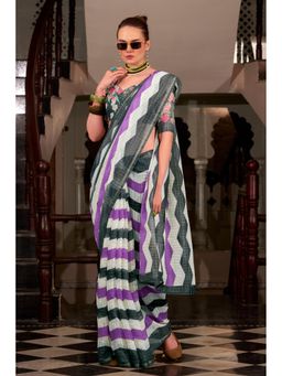 Mysilklove - Byzantium Purple Woven Saree with Unstitched Blouse