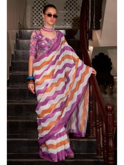 Mysilklove - Eminence Purple Woven Saree with Unstitched Blouse