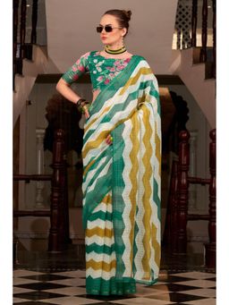 Mysilklove - Jewel Green Woven Saree with Unstitched Blouse