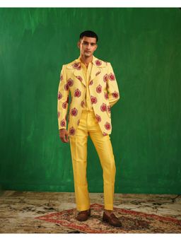 AHI Clothing - Warm Yellow -Deep Red Pomegranate Shirt with Pant and Jacket